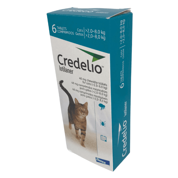 imagen lateral caja credelio gatos de entre 2 y 8 kg