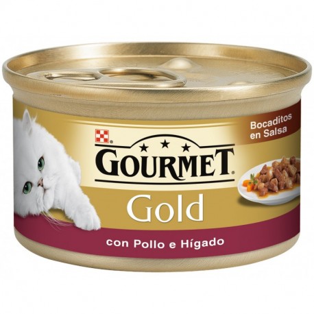 GOURMET GOLD BOCADITOS POLLO,HIGADO lata de 85 GR