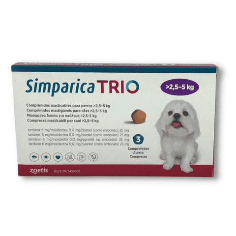 imagen de caja de simparica trio perro de hasta 5kg